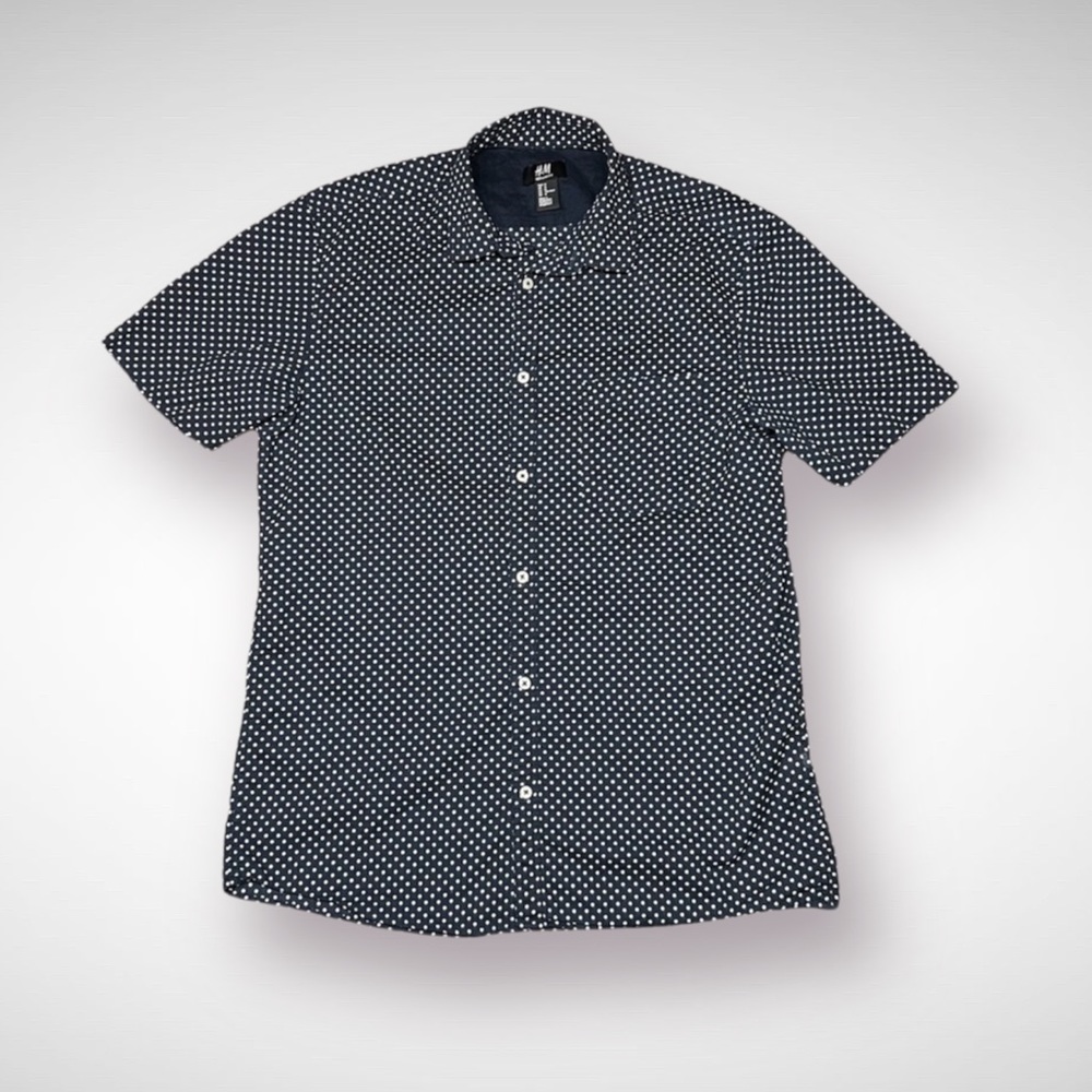 H&M | Short Sleeve Button Down Pocket Shirt | Polka Dots